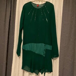 Modern 1920’s Inspo, teal Glamour Gatsby-Style Party dress